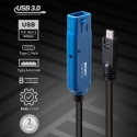 Lindy 43381 USB-kaabel USB 3.2 Gen 1 (3.1 Gen 1) 8 m USB C USB A Must, Sinine Lindy 43381 USB-kaabel USB 3.2 Gen 1 (3.1 Gen 1) 8 m USB C USB A Must, Sinine