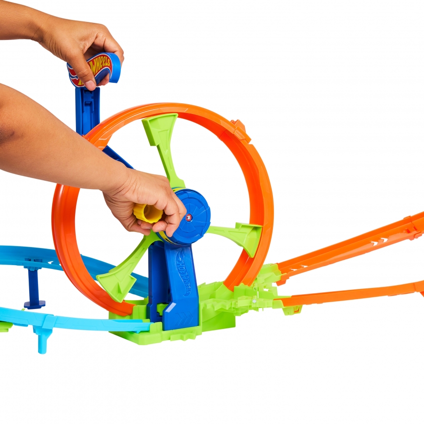 Hot Wheels Action Rapid Launch & Loop ‑lelupakkaus, 1:64-mittakaavan leluauto, törmäily- ja kilparat – 4