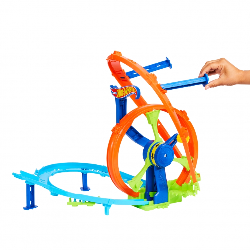 Hot Wheels Action Rapid Launch & Loop ‑lelupakkaus, 1:64-mittakaavan leluauto, törmäily- ja kilparat – 5
