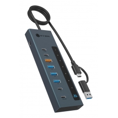 ICY BOX IB-HUB1743-CPD USB 3.2 Gen 2 (3.1 Gen 2) Type-A + Type-C 10000 Mbit/s Sininen