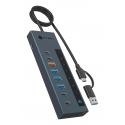 ICY BOX IB-HUB1743-CPD USB 3.2 Gen 2 (3.1 Gen 2) Type-A + Type-C 10000 Мбит/с Синий ICY BOX IB-HUB1743-CPD USB 3.2 Gen 2 (3.1 Gen 2) Type-A + Type-C 10000 Мбит/с Синий