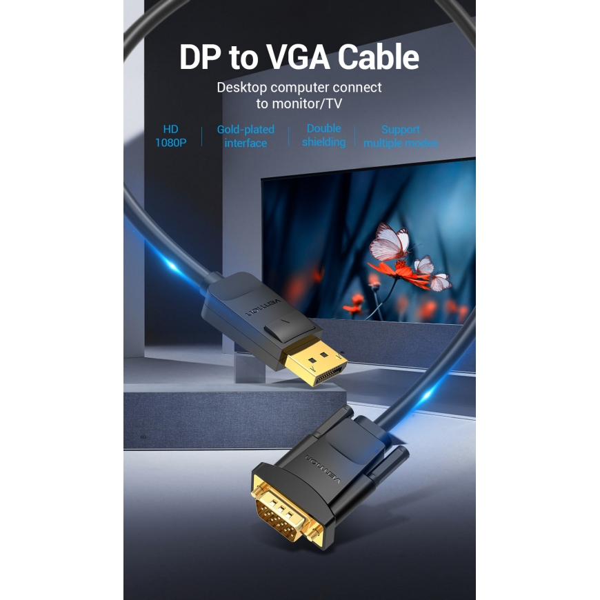 Vention DP to VGA Cable 2M Black – 5