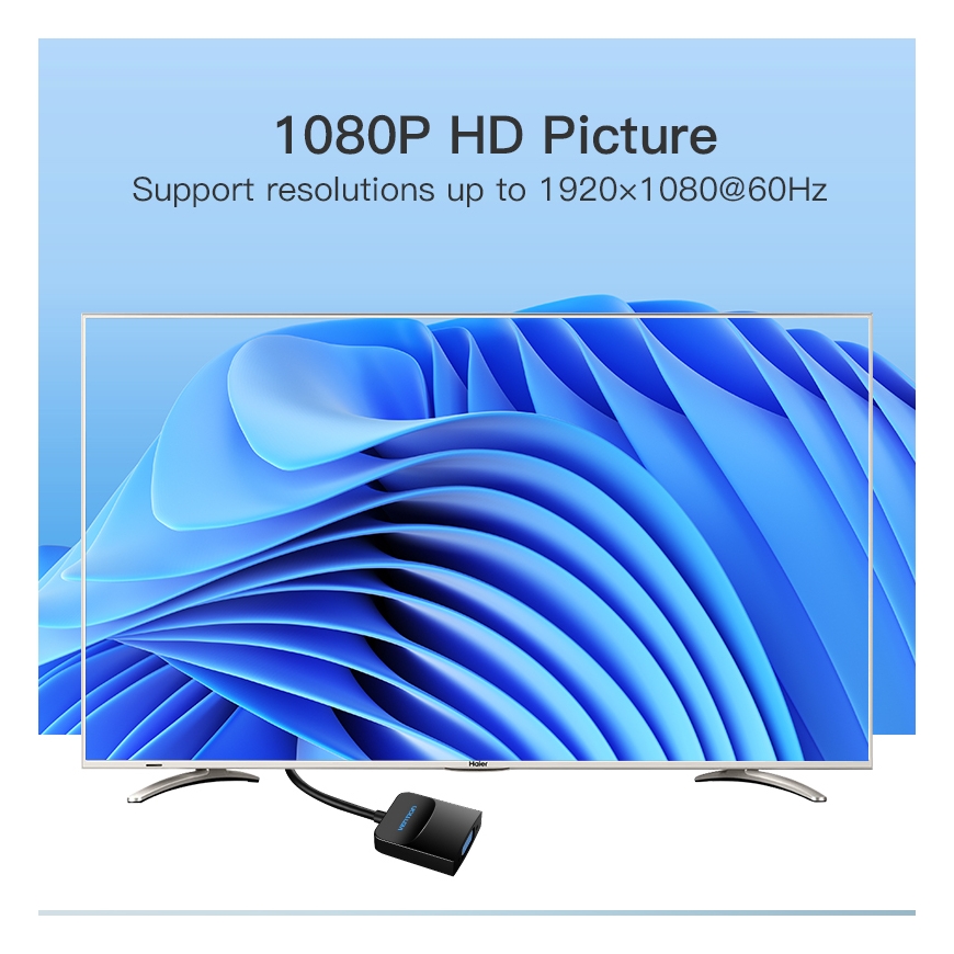 Vention HBFBB videokaapeli-adapteri 0,15 m DisplayPort VGA (D-Sub) Musta – 4