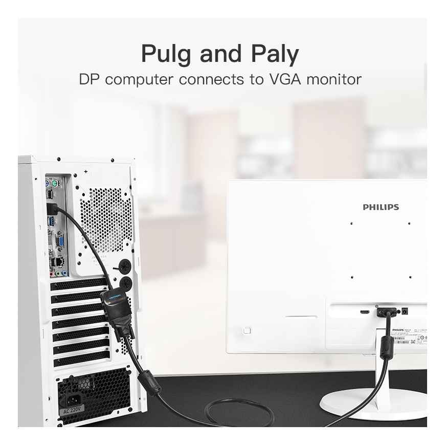 Vention HBFBB videokaapeli-adapteri 0,15 m DisplayPort VGA (D-Sub) Musta – 5