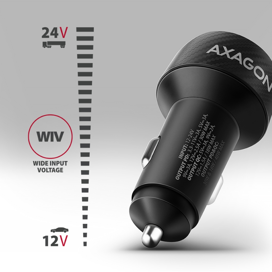 Axagon PWC-PQ48 mobiliojo įrenginio kroviklis Universalus Juoda Cigarų pridegiklis Spartusis įkrovim – 3
