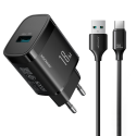 Joyroom JR-TF4 18W wall charger with 3A USB-A - USB-C 1m cable - Joyroom JR-TF4 18W wall charger with 3A USB-A - USB-C 1m cable -