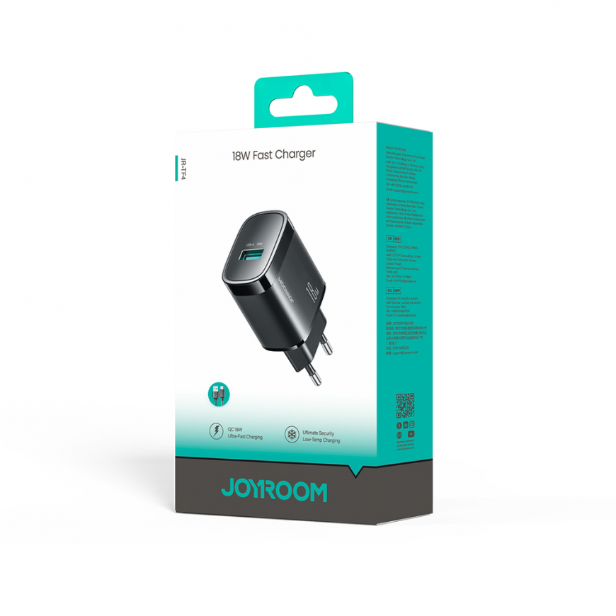 Joyroom JR-TF4 18W wall charger with 3A USB-A - USB-C 1m cable - – 2
