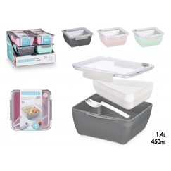 Lounassarja, jossa on lokero, 3 väriä, 450 ml + 1,4 L, 8,8×19,2×