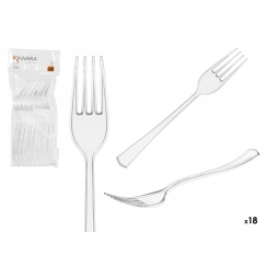Komplekts 18 caurspīdīgas plastmasas dakšiņas, 25×10.4×2.7 cm, 1