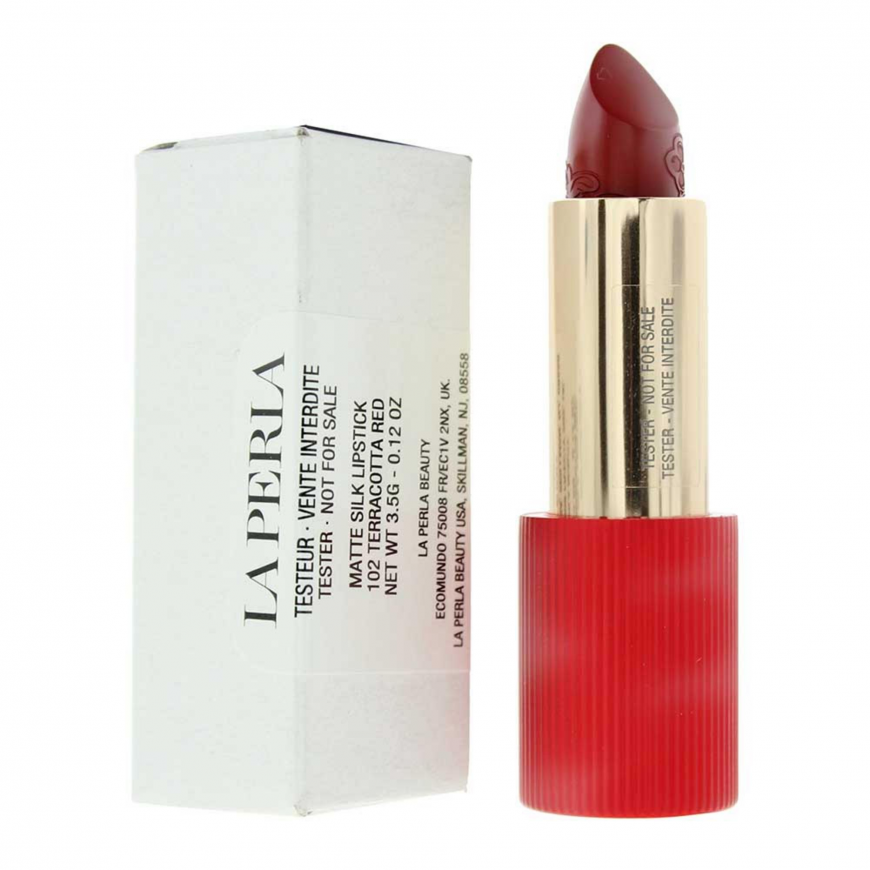 La Perla, Matte Silk, Matte, Cream Lipstick, 102, Terracotta Red