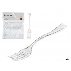 36 läbipaistva plastikust dessertkahvli komplekt, 16×12.8×1.5 cm