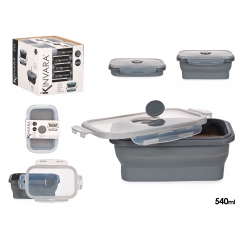 Rectangular silicone lunchbox, 540 ml, anthracite, 2.8×16.5×10.7