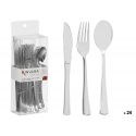 24 hõbedast plastikust söögiriistade komplekt, 24×8.2×5 cm, 1068 24 hõbedast plastikust söögiriistade komplekt, 24×8.2×5 cm, 1068