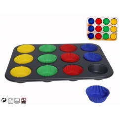 12-Cup Muffin baking form with Paper Liners, 3 X 27 X 35 Cm, KIT