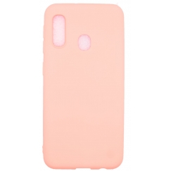 Samsung A20e pehmeä kosketustuntuma silikonisuojus hihnalla, vaaleanpunainen