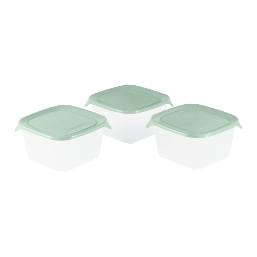 Food container set 3 pcs. square 3x1.2L Fresh&Go green