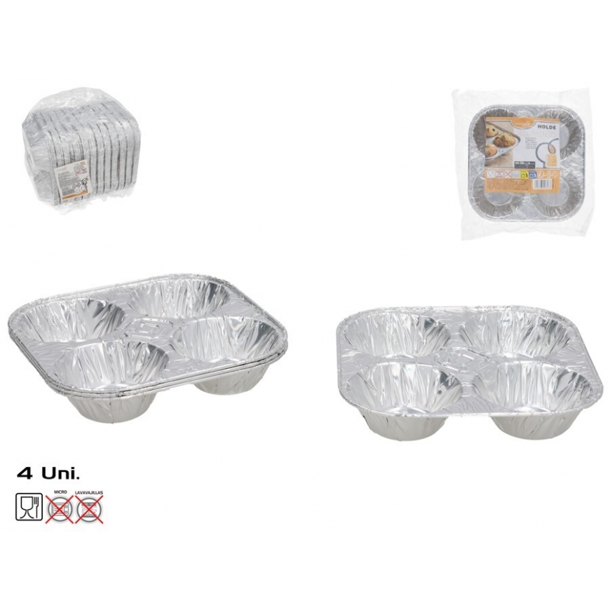 Alumiiniset leivontavuokat X4, 3 X 15,5 X 15,5 cm, KITCHEN&GO