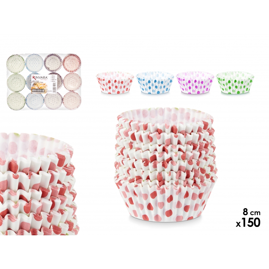 Set of 150 paper baking forms, 8 cm, assort 4, 6.5×5.5×5.5 cm, 7