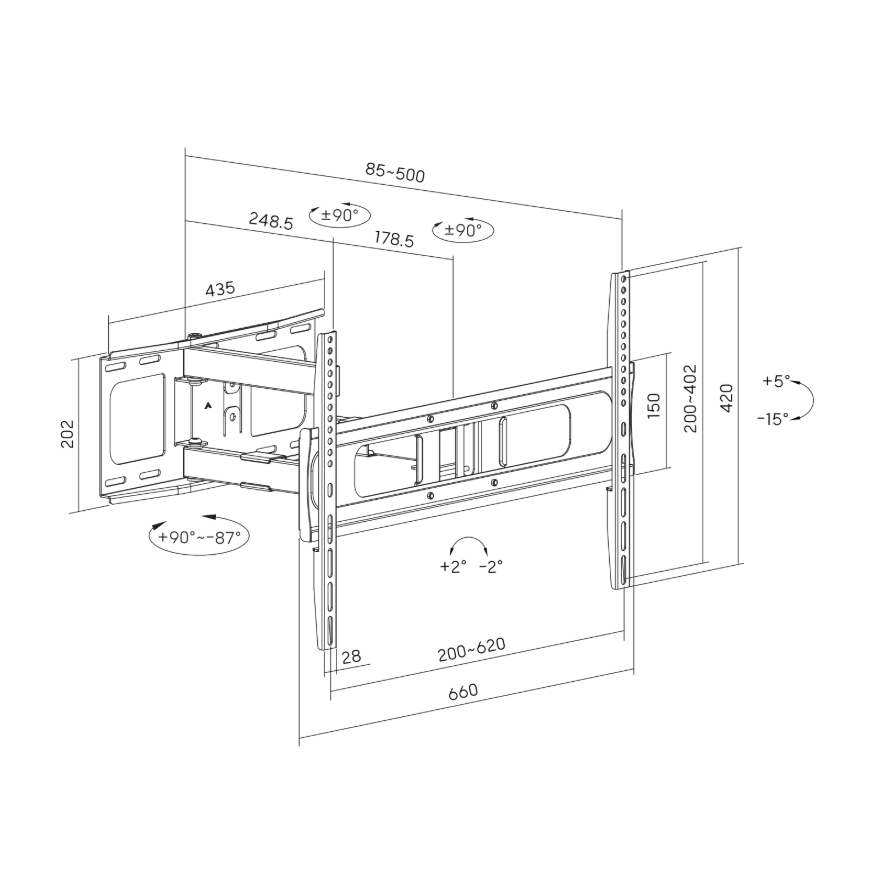 Крепление для телевизора Sunne Wall mount | Крепление для телевизора с полным движением 37-86-EA2 | 37-86 – 2