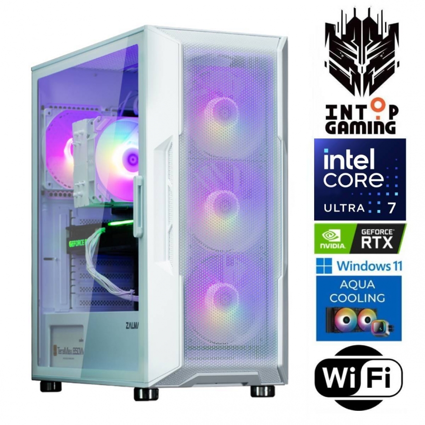 INTOP AQUA Ultra 7 270K Plus 64GB DDR5 2TB SSD M.2 NVME RTX5050 8GB WiFi WIN11Pro