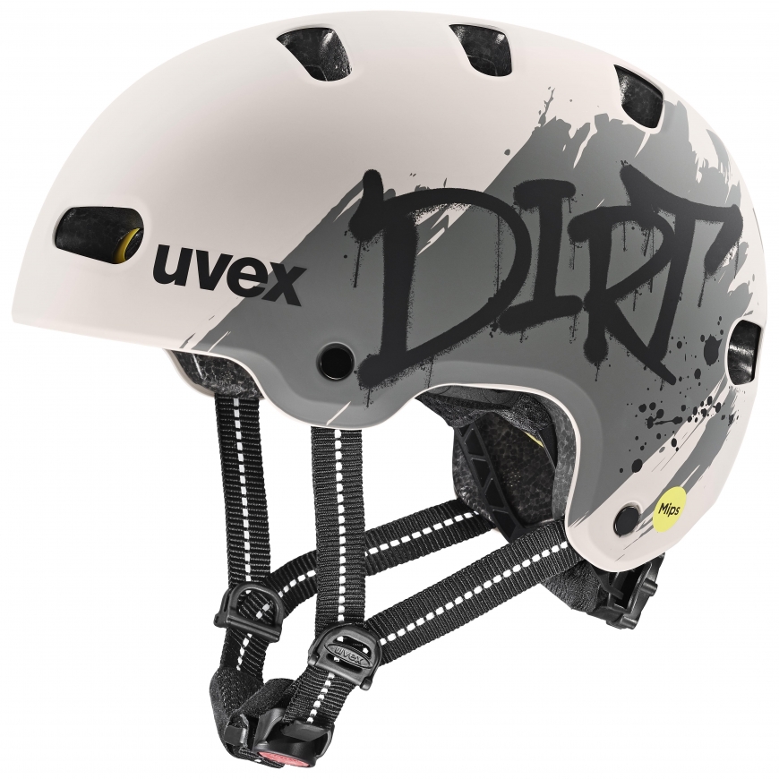 Uvex Kid 4 Style MIPS dviračių šalmas 55 - 58 cm, dirt šiltai pilkas matinė spalva