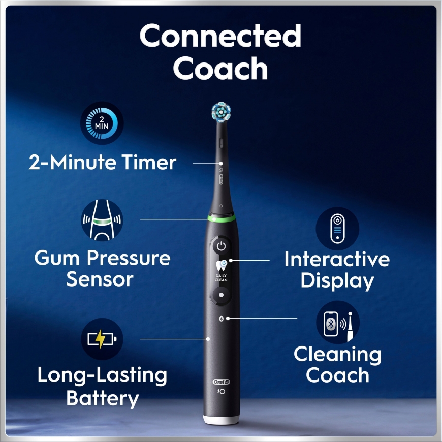 Oral-B iO6 elektrinis dantų šepetėlis, juodas + kelioninė dėžutė – 3