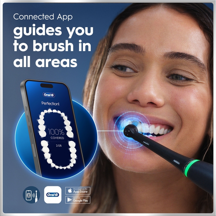 Oral-B iO6 elektrinis dantų šepetėlis, juodas + kelioninė dėžutė – 5