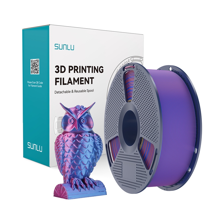 Sunlu PLA+ Silk Dubultās Krāsas Filaments (Sarkans un Zils)