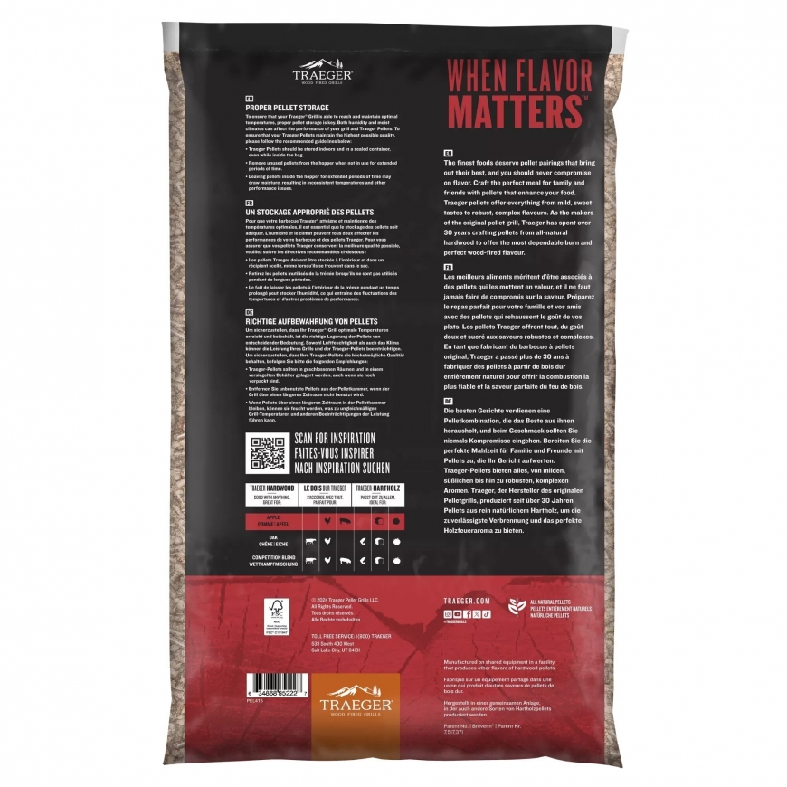 Traeger Apple -pellettisäkki, omena, 9 kg – 2