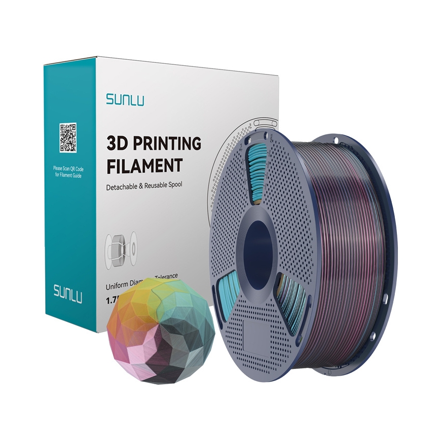 Sunlu PLA+ Silk Nelivärviline Filament (punane-kollane-roheline-must)