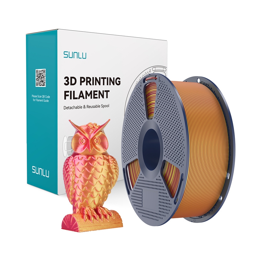 Sunlu PLA+ Silk Dual Color Filament (Red and Gold)