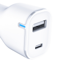 3mk Car Charger 20W PD3.0 QC 3.0 USB 1A1C - White 3mk Car Charger 20W PD3.0 QC 3.0 USB 1A1C - White