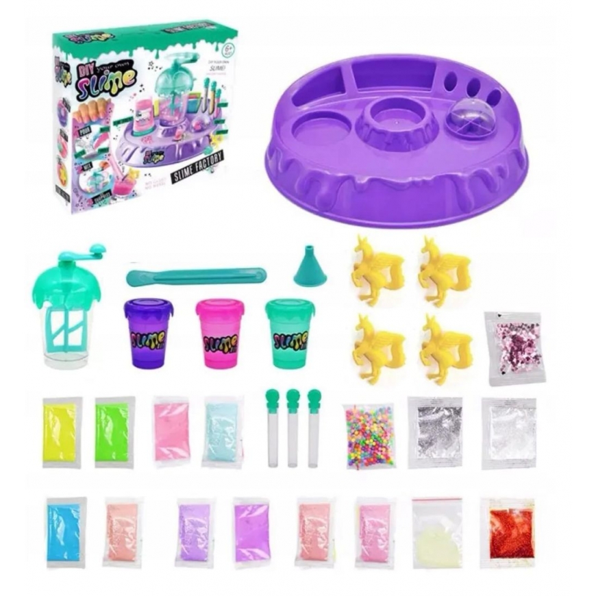 DIY SLIME FACTORY: LARGE SET WITH GLITTER AND FIGURINES FOR MAKING SLIME