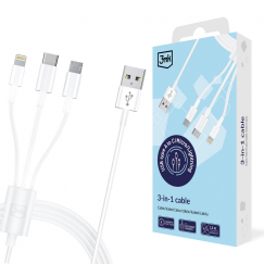 3mk Cable 3in1 USB-A - micro USB | Lightning | USB-C 1.2m 20V|2.