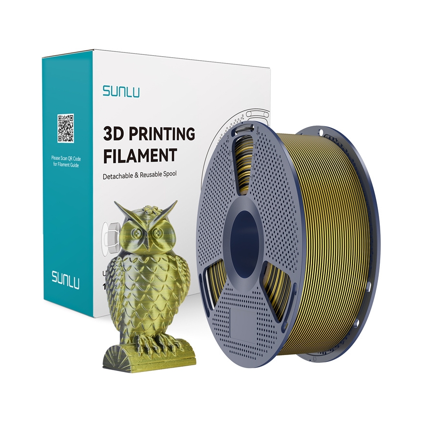 Sunlu PLA+ Silk Dual Color Filament (Must ja Kuld)