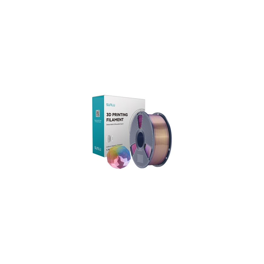 Sunlu PLA+ Silk Nelivärinen Filamentti (sininen-punavioletti-punainen-kulta) – 2