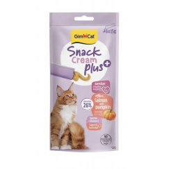 Gardumi kaķiem — GimCat SNACK CREAM + SALMON & PUMPKIN (SENIOR)