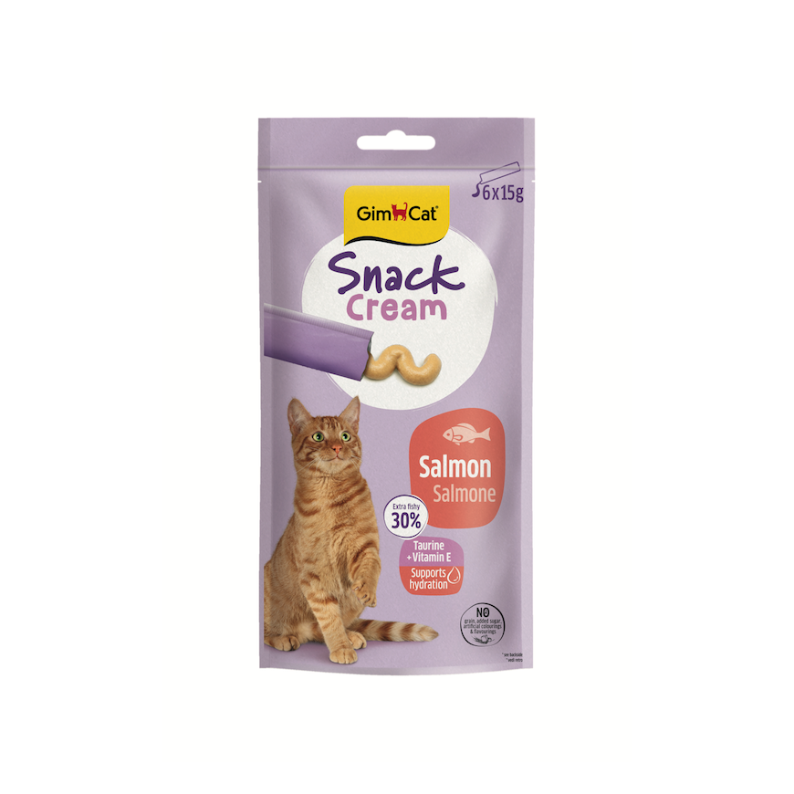 Gardumi kaķiem - GimCat SNACK CREAM SALMON 6 X 15 G