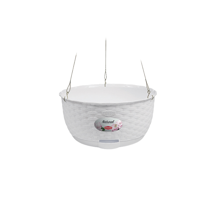 Rippuv lillepott Natural Ø30x14.5cm valge