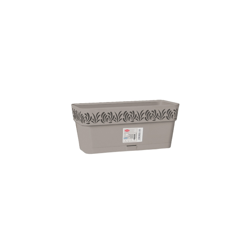 Gėlių dėžutė su padėklu Gaia 30x13x12cm šviesiai pilka