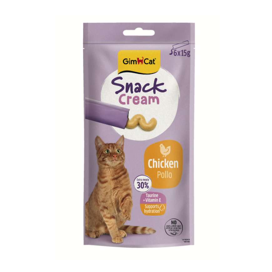 Gardumi kaķiem - GimCat SNACK CREAM CHICKEN 6 X 15 G