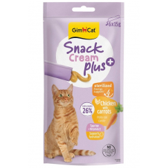 Gardumi kaķiem — GimCat SNACK CREAM + CHICKEN & CARROT (STERILIS
