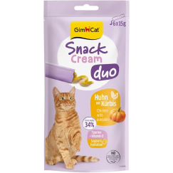 Gardumi kaķiem - GimCat SNACK CREAM DUO CHICKEN & PUMPKIN 6 X 15