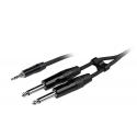 Fuj:tech 3,5 mm TRS isane – 2 x 6,3 mm TS isane audiokaabel, 2 m, must Fuj:tech 3,5 mm TRS isane – 2 x 6,3 mm TS isane audiokaabel, 2 m, must