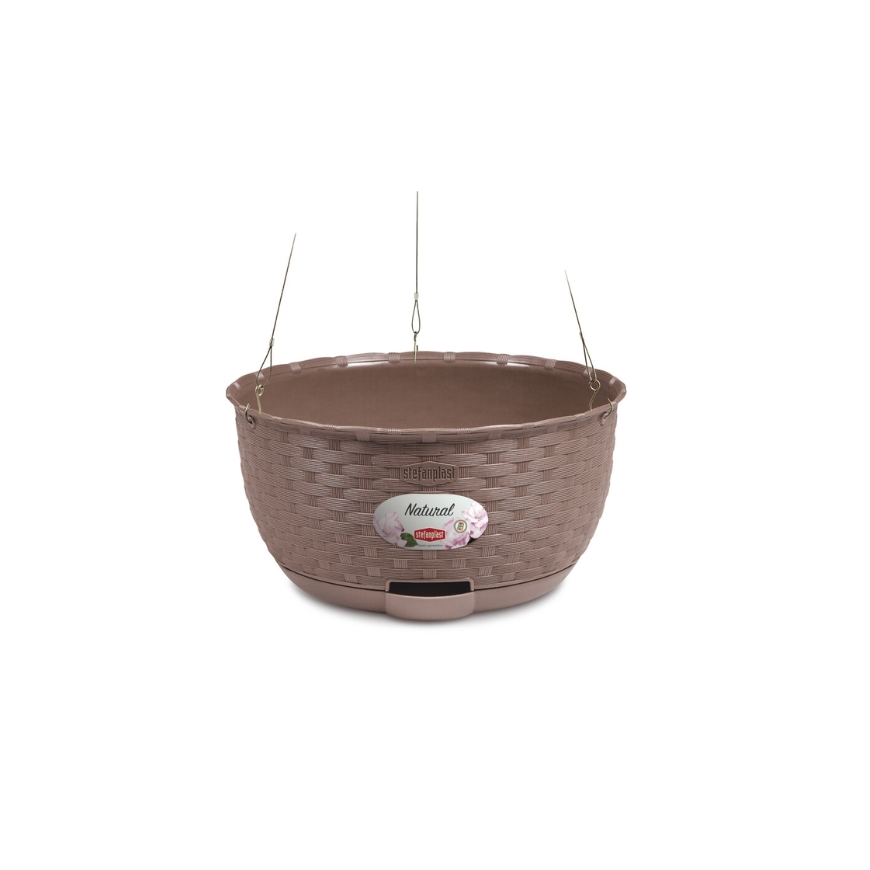 Hanging flower pot Natural Ø30x14.5cm brown