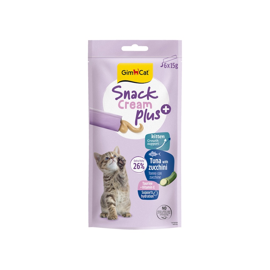Gardumi kaķiem - GimCat SNACK CREAM plus+ Kitten TUNA & ZUCCHINI