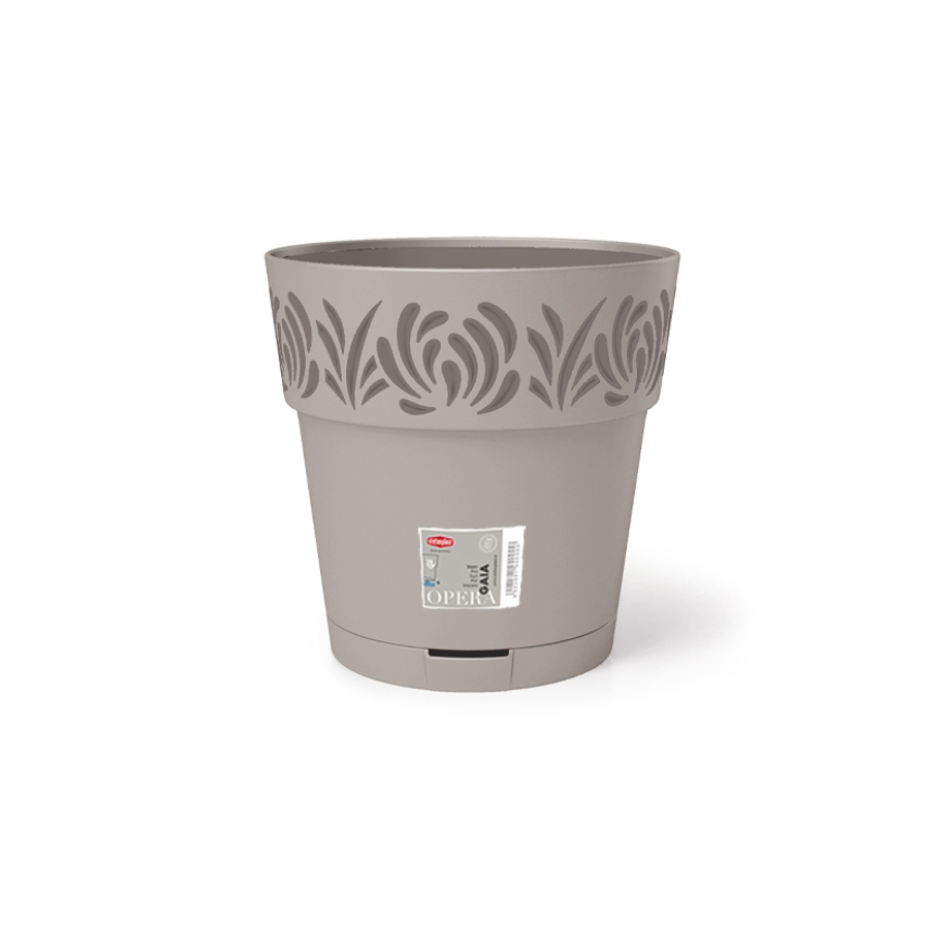 Flower pot with tray Gaia Ø30x29cm light gray