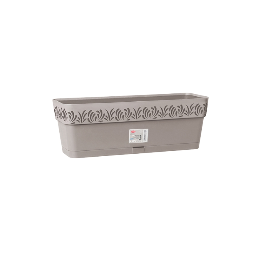 Gėlių dėžutė su padėklu Gaia 50x18x17cm šviesiai pilka