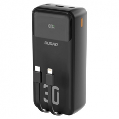 K15MAX 30000mAh PD 22.5W Powerbank sisseehitatud kaablitega must