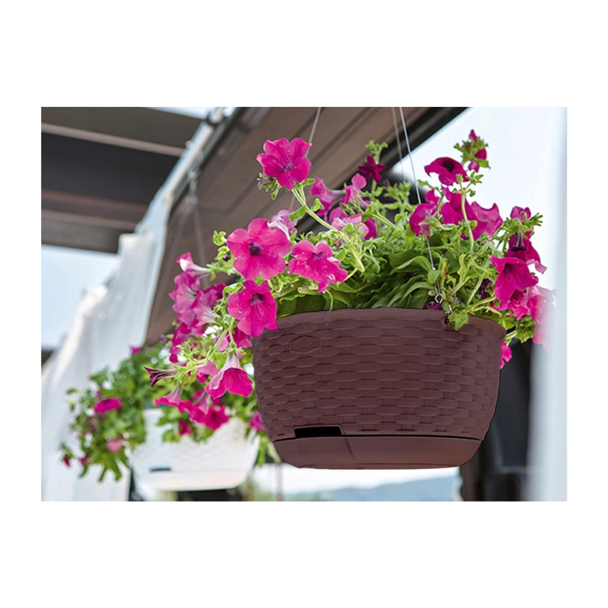 Rippuv lillepott Natural Ø30x14.5cm tumepruun – 2